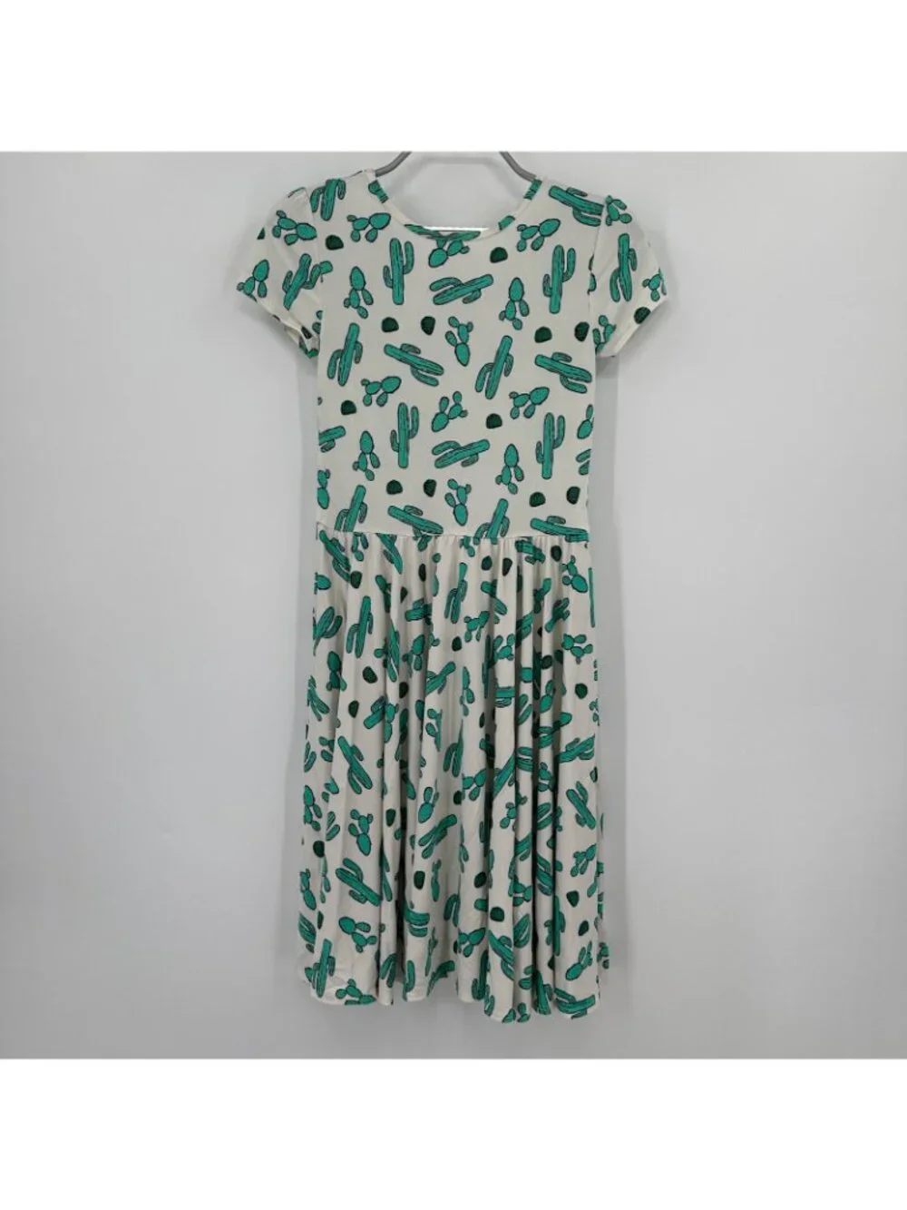 Dot Dot Smile Girl's Cap Sleeve Dress sz 11 Short Sleeve White Cactus Print NWT